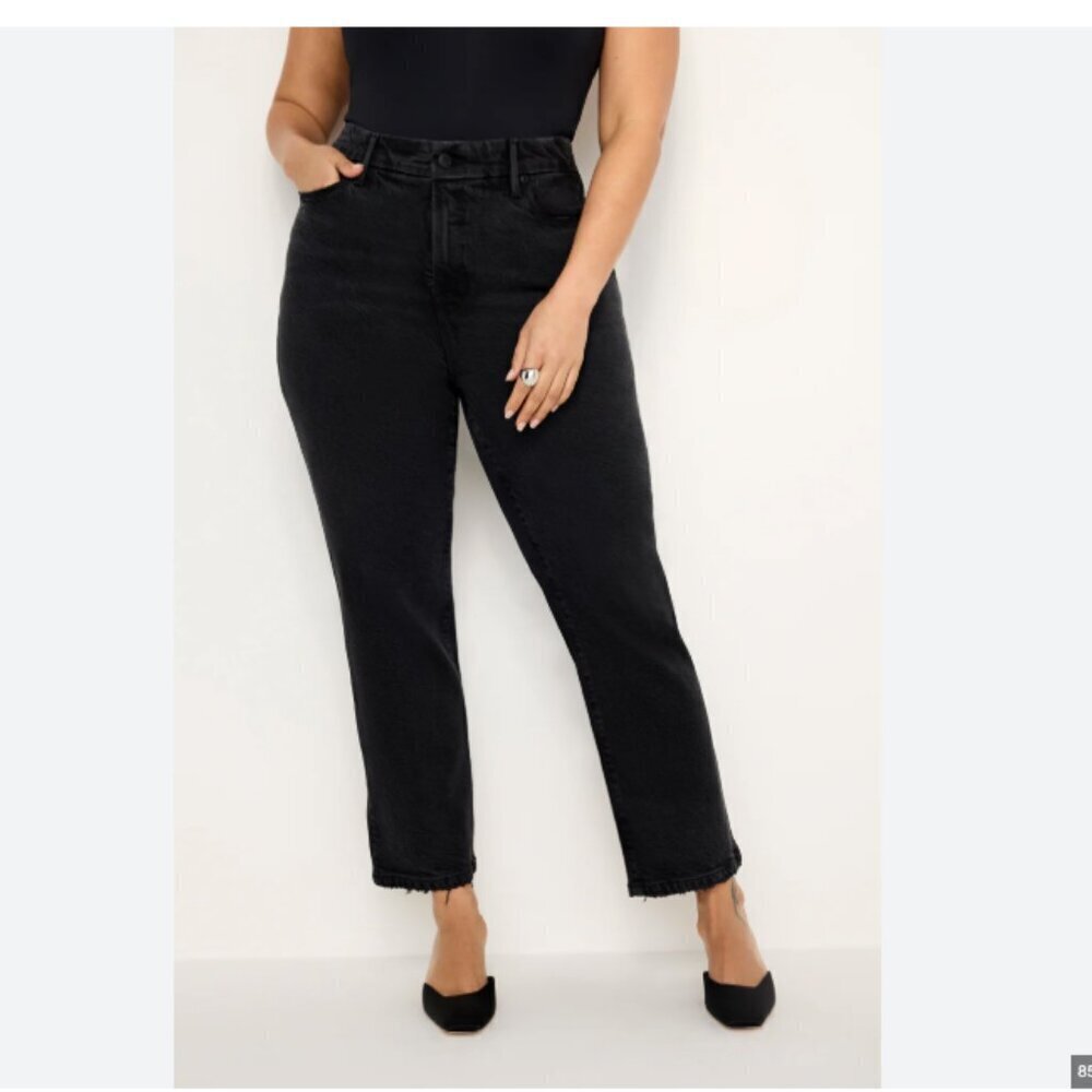 Good American Womens Soft Tech Good Legs Straight Leg Jeans Black Size 28-32